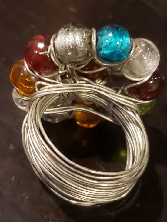 Multicolor Glass Cluster Statement Ring - Picture 7 of 7